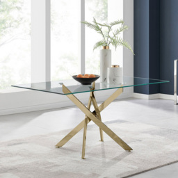 Furniturebox Tavolo Cesano 6 Seater Dining Set Gold and Grey - Wilko - thumbnail 3