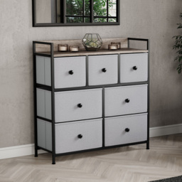 Vida Designs Chorley 7 Drawer Beige and Grey Wood Fabric Chest of Drawer - Brown - Wilko - thumbnail 4