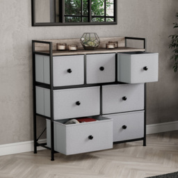 Vida Designs Chorley 7 Drawer Beige and Grey Wood Fabric Chest of Drawer - Brown - Wilko - thumbnail 5