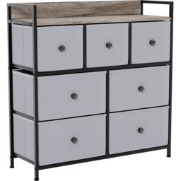 Vida Designs Chorley 7 Drawer Beige and Grey Wood Fabric Chest of Drawer - Brown - Wilko - thumbnail 3