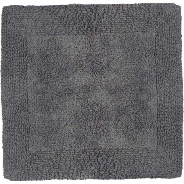 Allure Bath Fashions Elegance Charcoal Grey Reversible Square Bath Mat 55 x 55cm - Size: 53 x 55cm - Wilko - image 1