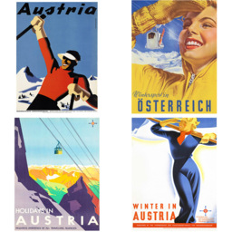 Artery8 Austria Skiing Travel Winter Sport Snow Alps Wall Art Print 30 x 41cm 8 Pack - Size: 40.5 x 30.5 x 0.3cm - Multi - Wee Blue Coo - Wilko - thumbnail 5