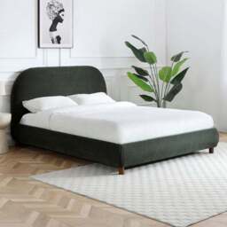 Nova Double Olive Boucle Upholstered Bed Frame with Headboard - Kyoto Futons - Wilko - thumbnail 1
