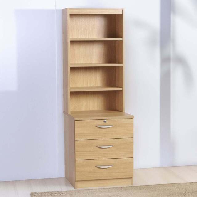 R White Cabinets 3 Drawer 4 Shelf Brown Storage Chest with Hutch - Wilko - image 1
