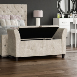 VIDA DESIGNS Seville Champagne Crushed Velvet Storage Ottoman - Size: 45cm x 120 x 60cm - Gold - Wilko - thumbnail 7
