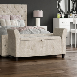 VIDA DESIGNS Seville Champagne Crushed Velvet Storage Ottoman - Size: 45cm x 120 x 60cm - Gold - Wilko - thumbnail 4