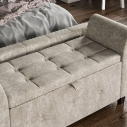 VIDA DESIGNS Seville Champagne Crushed Velvet Storage Ottoman - Size: 45cm x 120 x 60cm - Gold - Wilko - thumbnail 5