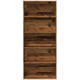 vidaXL 5 Shelf Old Wood Bookcase - Size: 189 x 30 x 80cm - Brown - Wilko - thumbnail 5