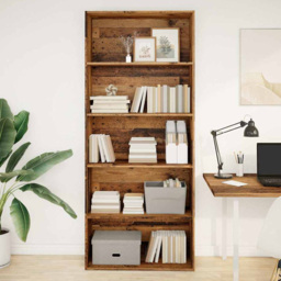 vidaXL 5 Shelf Old Wood Bookcase - Size: 189 x 30 x 80cm - Brown - Wilko