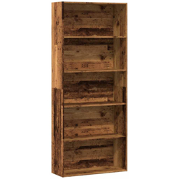vidaXL 5 Shelf Old Wood Bookcase - Size: 189 x 30 x 80cm - Brown - Wilko - thumbnail 3