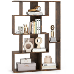 Costway 6 Shelf Coffee Geometric Bookshelf with Anti-tip Kits - Brown - Wilko - thumbnail 3