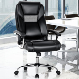 Costway Black PVC Leather High Back Office Chair - Size: 76 x 66 x 39cm - Wilko - thumbnail 1
