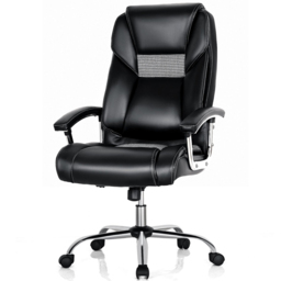 Costway Black PVC Leather High Back Office Chair - Size: 76 x 66 x 39cm - Wilko - thumbnail 3