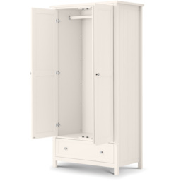 Julian Bowen Maine 2 Door Single Drawer Surf White Combination Wardrobe - Size: 2 Door, Single Drawer - Wilko - thumbnail 4