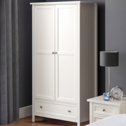 Julian Bowen Maine 2 Door Single Drawer Surf White Combination Wardrobe - Size: 2 Door, Single Drawer - Wilko - thumbnail 1