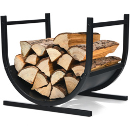 Costway U-Shaped Patio Firewood Rack with Handles - Black - Wilko - thumbnail 4