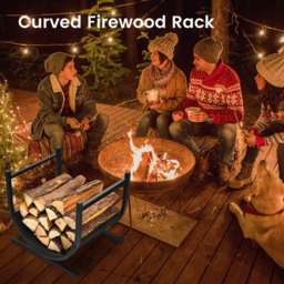 Costway U-Shaped Patio Firewood Rack with Handles - Black - Wilko - thumbnail 5