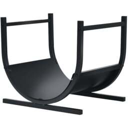 Costway U-Shaped Patio Firewood Rack with Handles - Black - Wilko