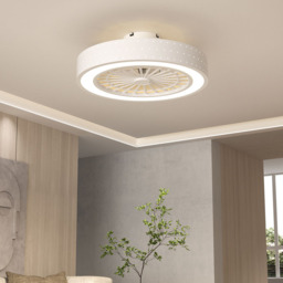 Living and Home White Round Acrylic LED Ceiling Fan Light 19 inch - Size: 18 x 48 x 48cm - Wilko - thumbnail 3