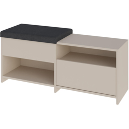 Decortie Filux Single Door 2 Shelf Sandstone Sliding Seat Shoe Cabinet - Size: 51 x 120.3 x 40.5cm - Cream - Wilko - thumbnail 3
