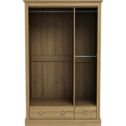 Devon 3 Door 2 Drawer Oak Effect Wardrobe - Size: 3 Door, 2 Drawer - Brown - LPD Home - Wilko - thumbnail 4