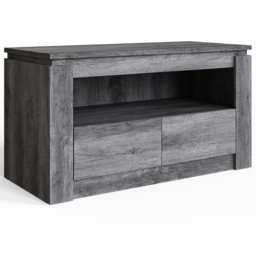 GFW Canyon 2 Drawer Single Open Shelf Charcoal Grey TV Unit - Size: 55 x 100 x 45cm - Wilko - thumbnail 3
