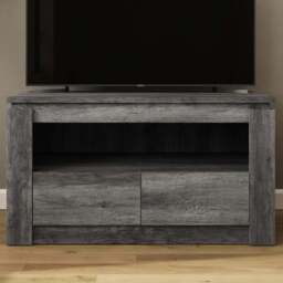 GFW Canyon 2 Drawer Single Open Shelf Charcoal Grey TV Unit - Size: 55 x 100 x 45cm - Wilko