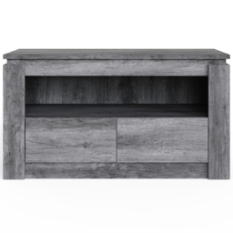 GFW Canyon 2 Drawer Single Open Shelf Charcoal Grey TV Unit - Size: 55 x 100 x 45cm - Wilko - thumbnail 4