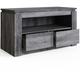GFW Canyon 2 Drawer Single Open Shelf Charcoal Grey TV Unit - Size: 55 x 100 x 45cm - Wilko - thumbnail 5
