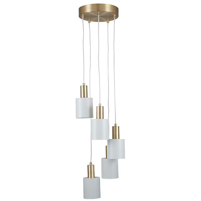 Pacific Lifestyle Biba 5 Drop White and Gold Pendant Light - Wilko - image 1