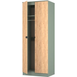 Crowndale Bora 2 Door Gold Oak and Reed Green Tall Double Wardrobe - Wilko - thumbnail 6