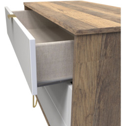 Crowndale 3 Drawer White Matt and Vintage Oak Wide Chest of Drawers Ready Assembled - Wilko - thumbnail 7