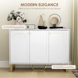 HOMCOM 3 Door White Sideboard with Adjustable Shelf - Size: 21.2 x 43 x 119.7cm - Wilko - thumbnail 6
