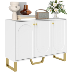 HOMCOM 3 Door White Sideboard with Adjustable Shelf - Size: 21.2 x 43 x 119.7cm - Wilko - thumbnail 3