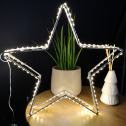 Samuel Alexander Warm White Dewdrop Open Star LED Christmas Decoration 38cm - Size: 38 x 38 x 38cm - Grey - Wilko