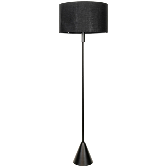 ValueLights Mitch Black Drum Lamp Shade Black Wood Stem Triangle LED Floor Lamp - Size: 131.5 x 55 x 55cm - Wilko - image 1