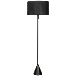 ValueLights Mitch Black Drum Lamp Shade Black Wood Stem Triangle LED Floor Lamp - Size: 131.5 x 55 x 55cm - Wilko - thumbnail 1