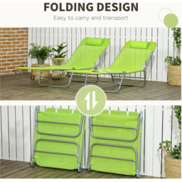 Outsunny Set of 2 Green Reclining Foldable Sun Lounger - Size: 1 Seater - Wilko - thumbnail 6