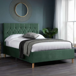 Loxley King Size Green Fabric Bed - Birlea - Wilko