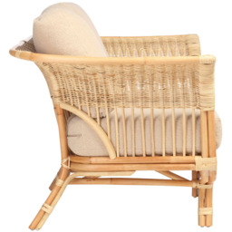 Desser Furniture Bejing 2 Seater Natural Rattan Latte Boucle Sofa - Brown - Wilko - thumbnail 6