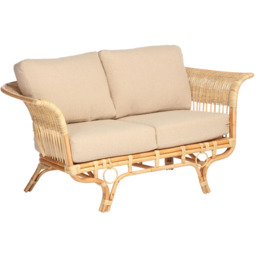 Desser Furniture Bejing 2 Seater Natural Rattan Latte Boucle Sofa - Brown - Wilko - thumbnail 3