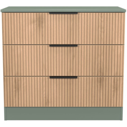 Crowndale Java 3 Drawer Slatt Effect and Reed Green Chest of Drawer - Wilko - thumbnail 3