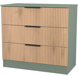 Crowndale Java 3 Drawer Slatt Effect and Reed Green Chest of Drawer - Wilko - thumbnail 5
