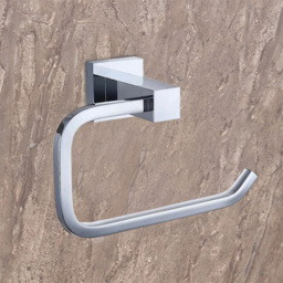 Nes Home Rio Chrome Square Toilet Roll Holder - Size: 9.5 x 15.5 x 6.5cm - Silver - Wilko - thumbnail 3