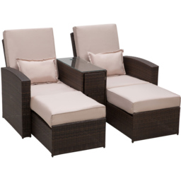 Outsunny 2 Seater Brown Rattan Companion Seat - Size: 195 x 165 x 96cm - Wilko - thumbnail 3