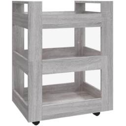 vidaXL 3 Shelf Grey Sonoma Kitchen Trolley - Size: 80 x 60 x 45cm - Wilko - thumbnail 3