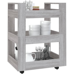vidaXL 3 Shelf Grey Sonoma Kitchen Trolley - Size: 80 x 60 x 45cm - Wilko - thumbnail 5