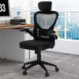 Costway Black Ergonomic Adjustable Office Chair with Headrest - Size: 62 x 60 x 28cm - Wilko