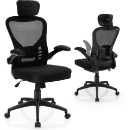 Costway Black Ergonomic Adjustable Office Chair with Headrest - Size: 62 x 60 x 28cm - Wilko - thumbnail 3