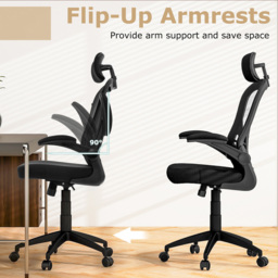 Costway Black Ergonomic Adjustable Office Chair with Headrest - Size: 62 x 60 x 28cm - Wilko - thumbnail 5